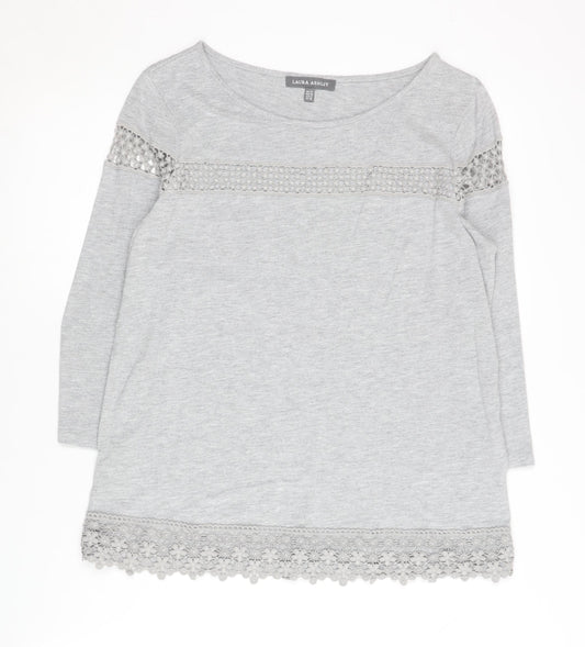 Laura Ashley Women's Grey Lace Accent Blouse Size 12
