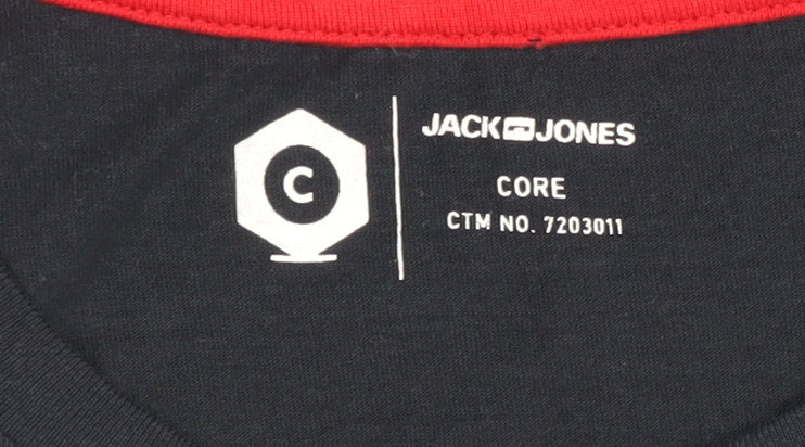 Jack & Jones Men's Blue Graphic Print T-Shirt Medium