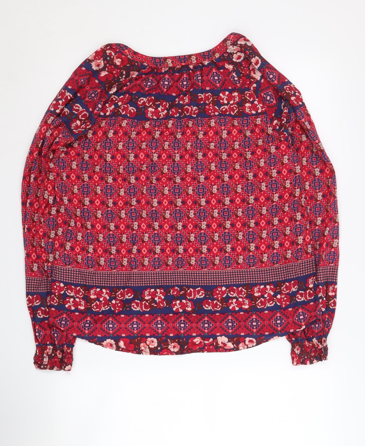 Monsoon Women's Red Geometric Tunic Blouse - Size M