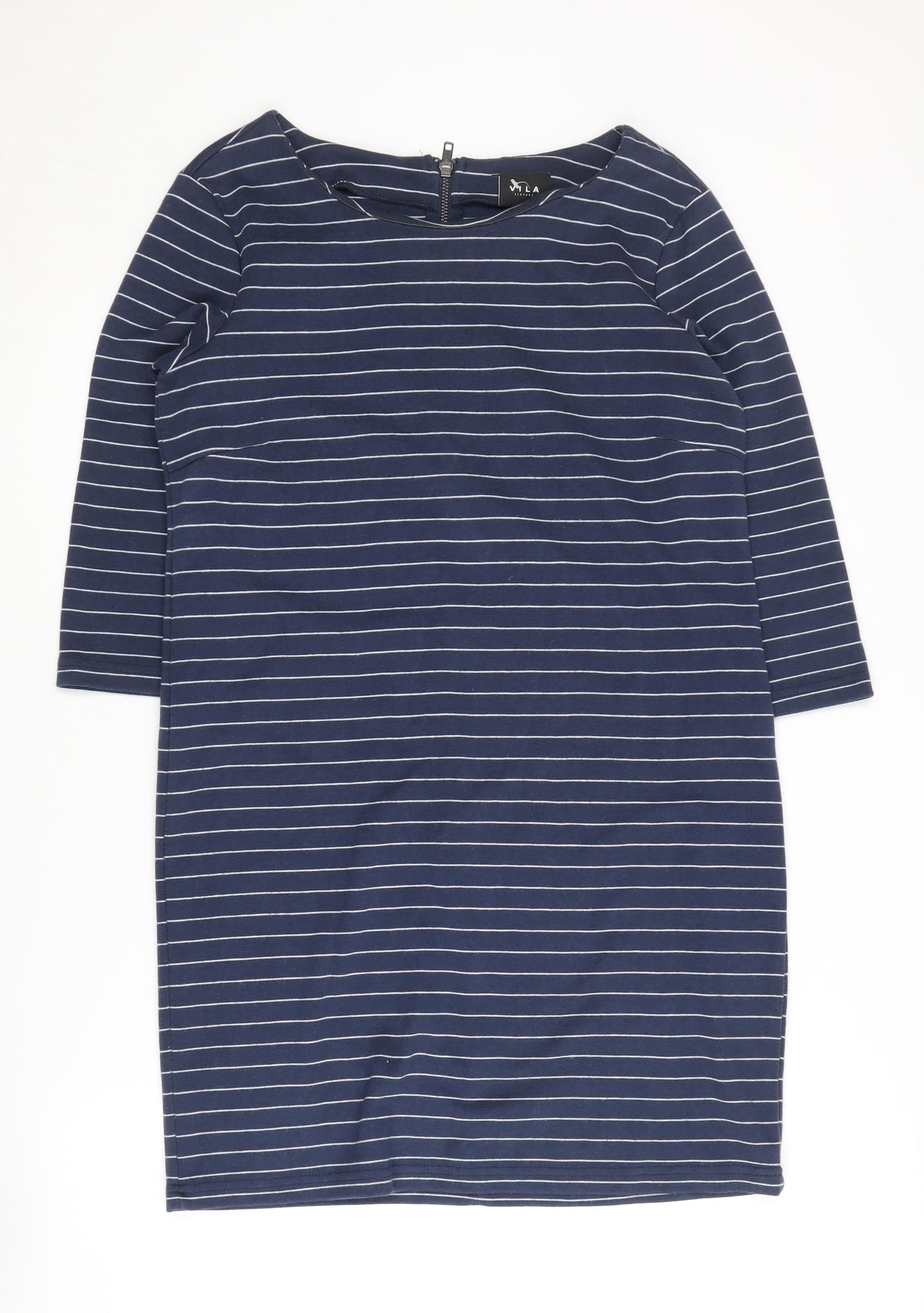 VILA Women's Blue Striped Jersey Dress M