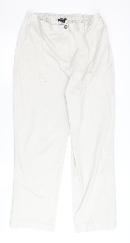 Lands' End Women's Ivory Chino Trousers Size 16