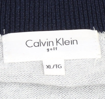 Calvin Klein Men's XL 1/4 Zip Sweatshirt Blue Grey