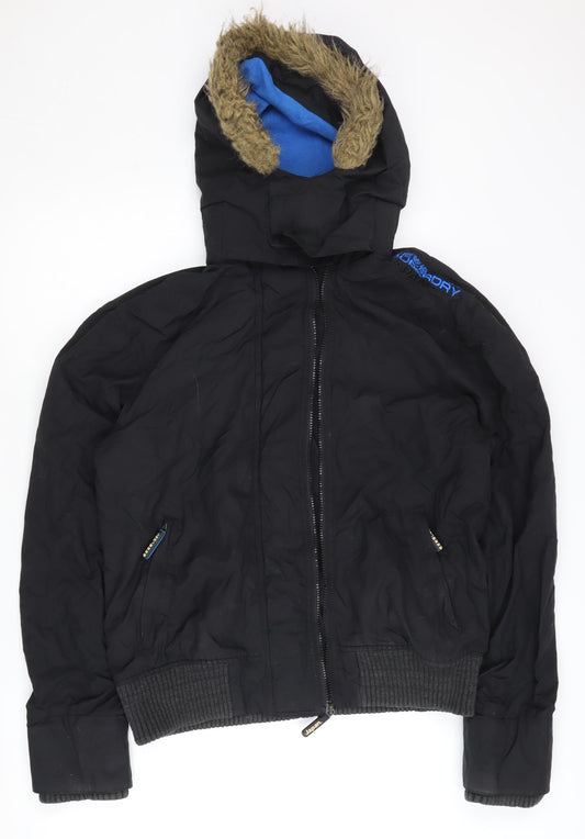 Superdry Men's L Black Windbomber Jacket, Hooded, Casual
