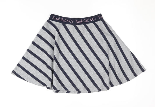SoulCal & Co Women's Grey Blue Striped Skirt XS
