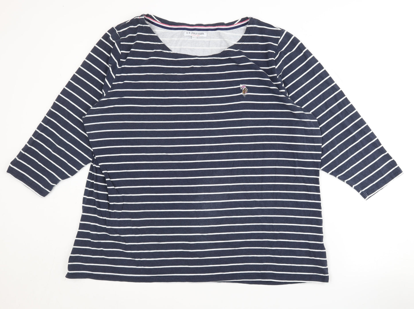 U.S. Polo Assn. Women's Blue Striped T-Shirt, 3XL