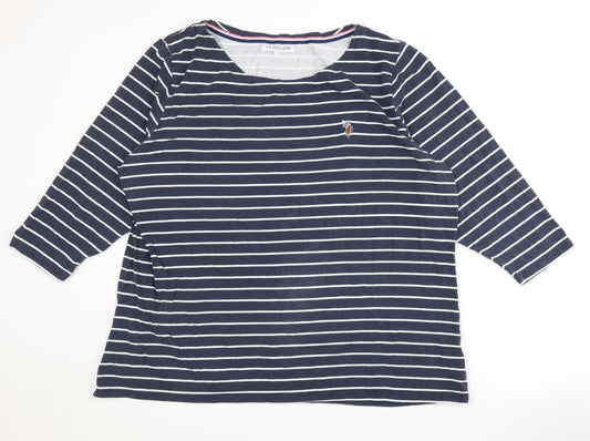 U.S. Polo Assn. Women's Blue Striped T-Shirt, 3XL