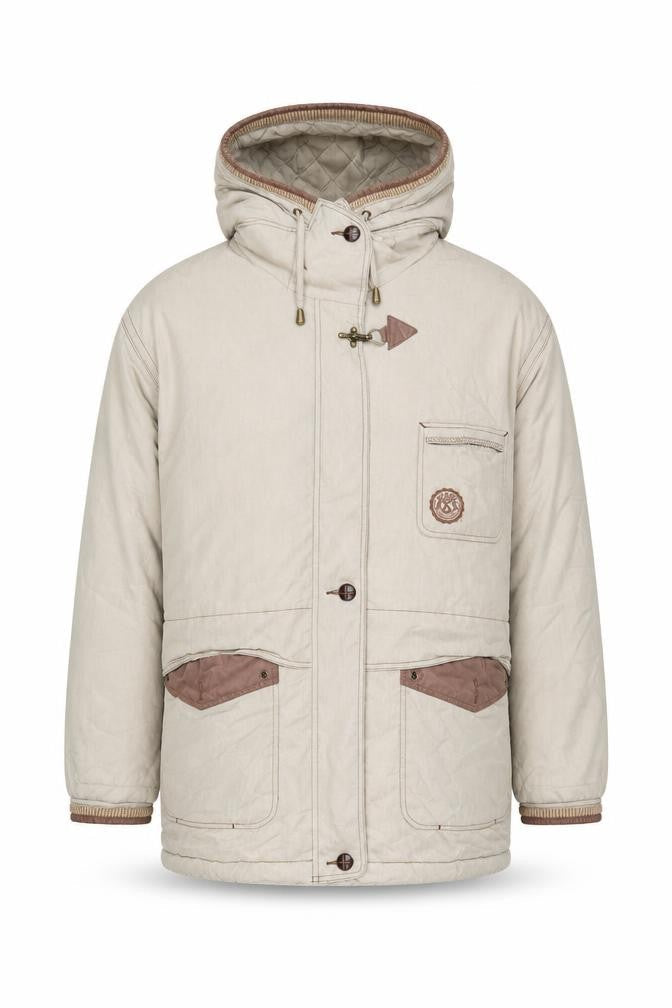 Adventures Men's Beige Cotton Parka Jacket - Size 42, Hooded & Zipped Pockets