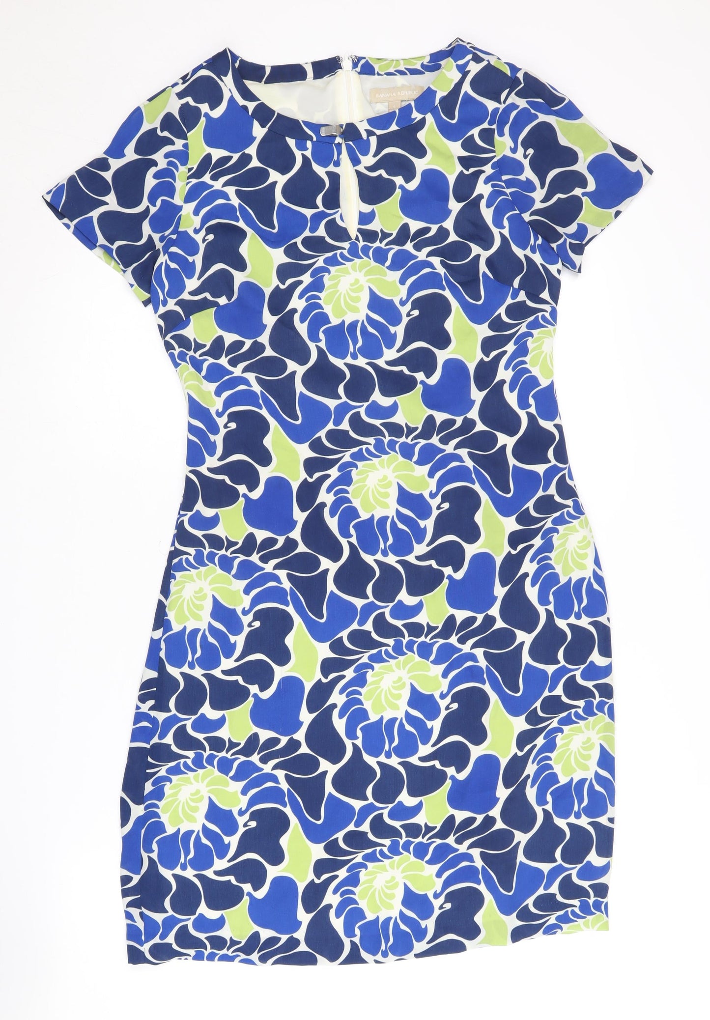 Banana Republic Women's Blue Sheath Dress S, Floral Elegance