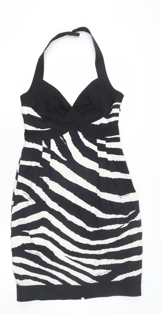 Karen Millen Women's Zebra Print Halter Dress Size 10