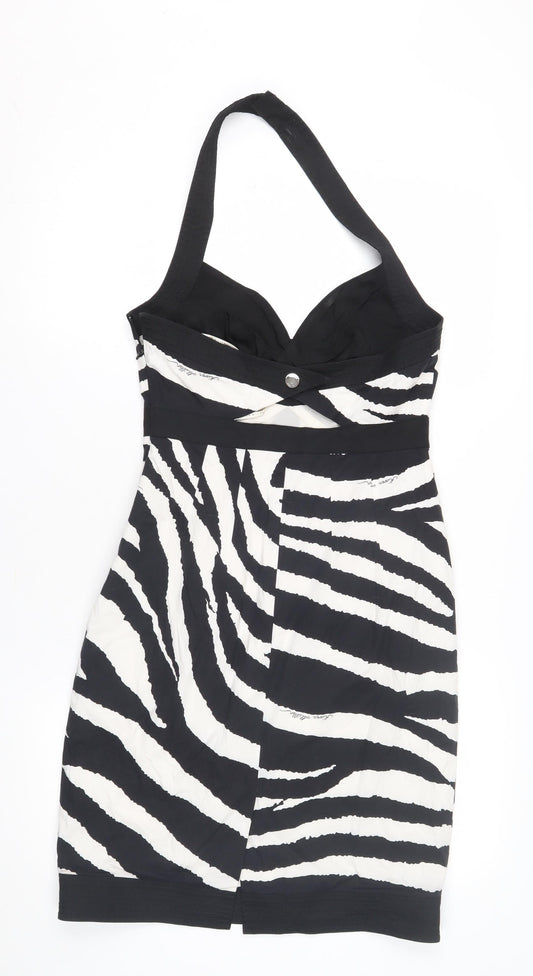 Karen Millen Women's Zebra Print Halter Dress Size 10