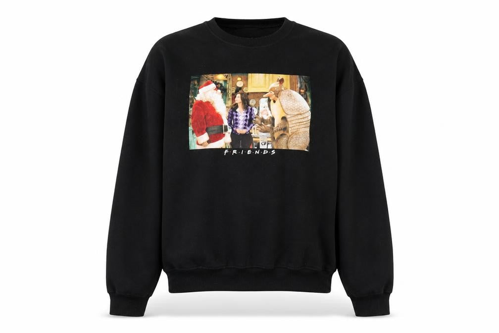 Unisex Adults UK L Regular FRIENDS Black Pullover Sweatshirt