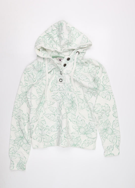 Fat Face Women's White Floral Henley Hoodie Size 10