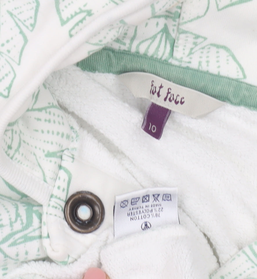 Fat Face Women's White Floral Henley Hoodie Size 10