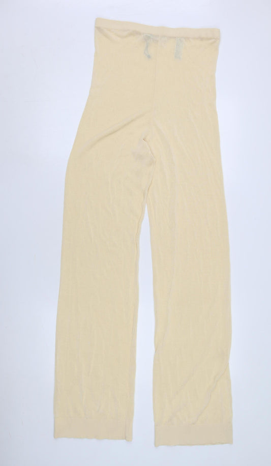 Zara Women Ivory Straight Trousers, Size L