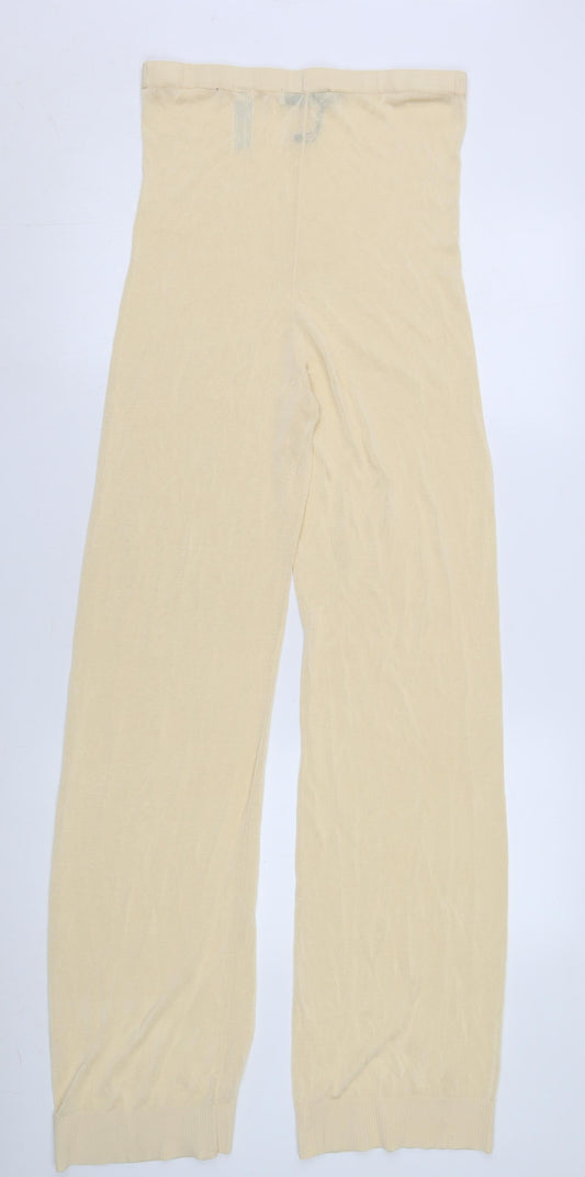 Zara Women Ivory Straight Trousers, Size L
