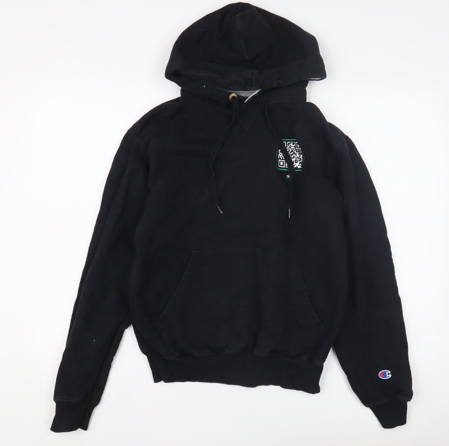 Champion Men's Black Pullover Hoodie, Size S, Logo Accent