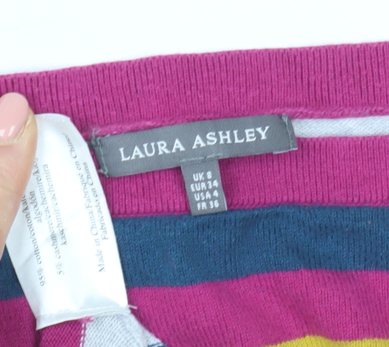 Laura Ashley Women's Multicolour Striped Pullover Jumper Size 8