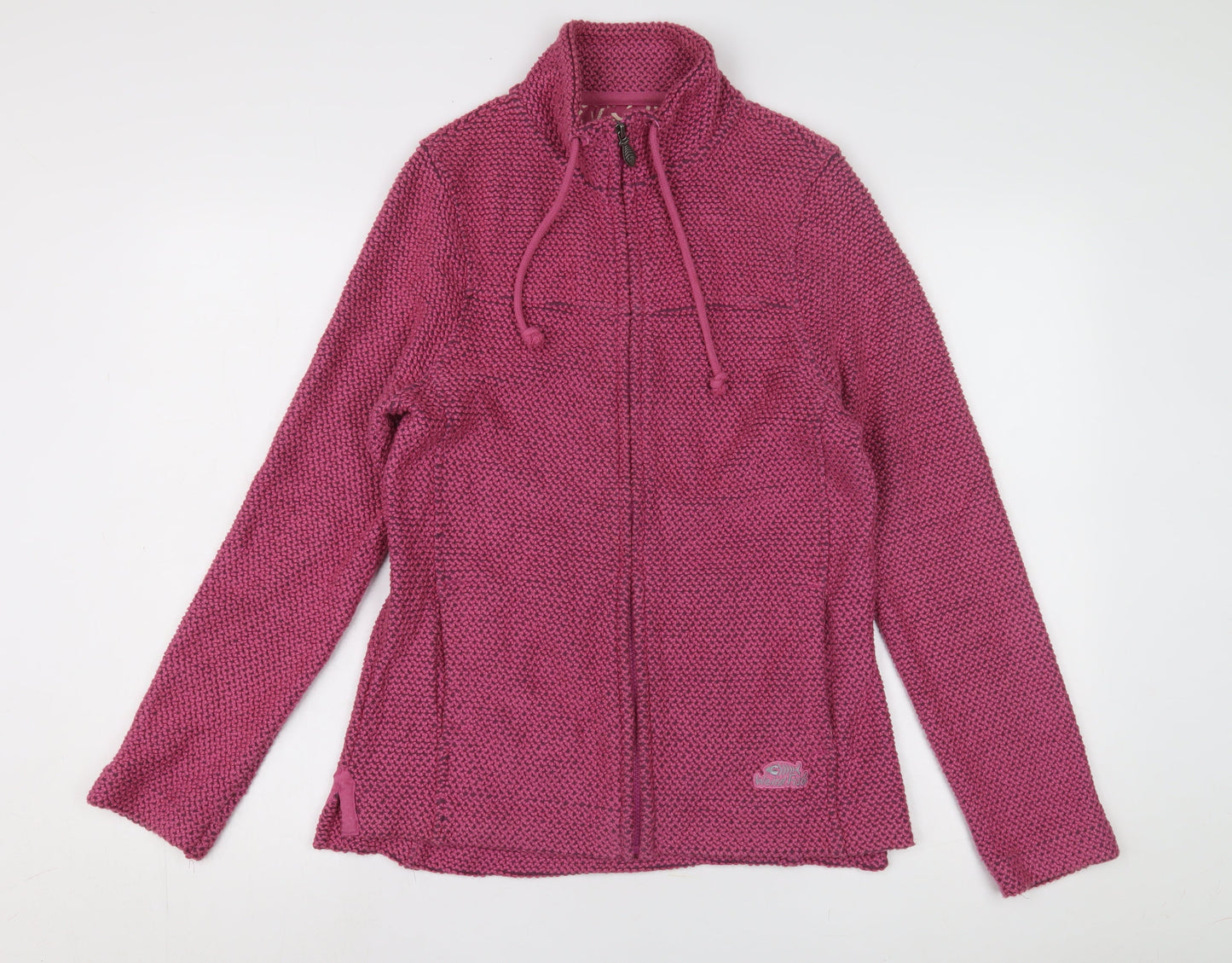 Weird Fish Women’s Pink Knit Jacket, SZ 12, Full Zip Hooded