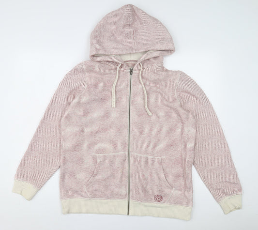 Fat Face Women's Red Striped Hoodie Size M