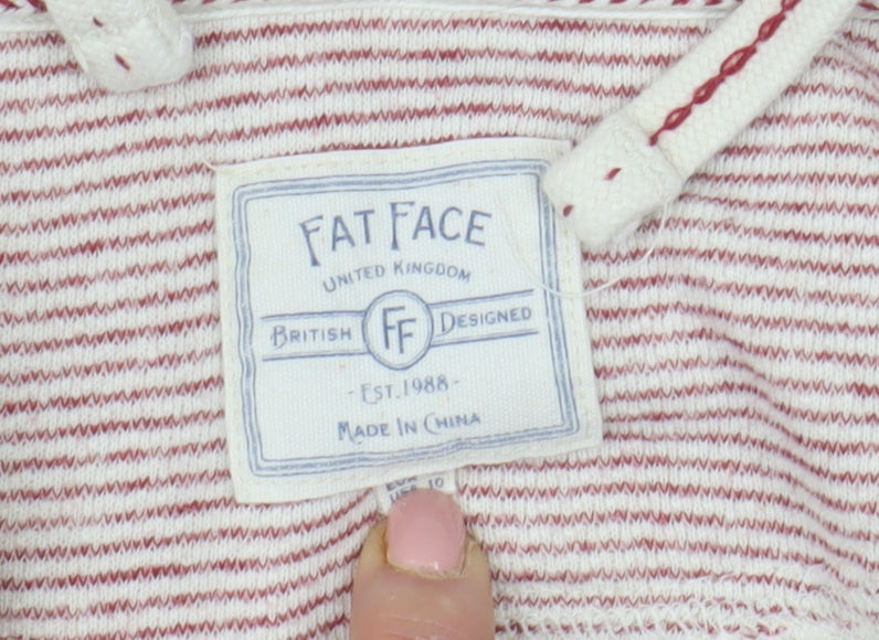Fat Face Women's Red Striped Hoodie Size M