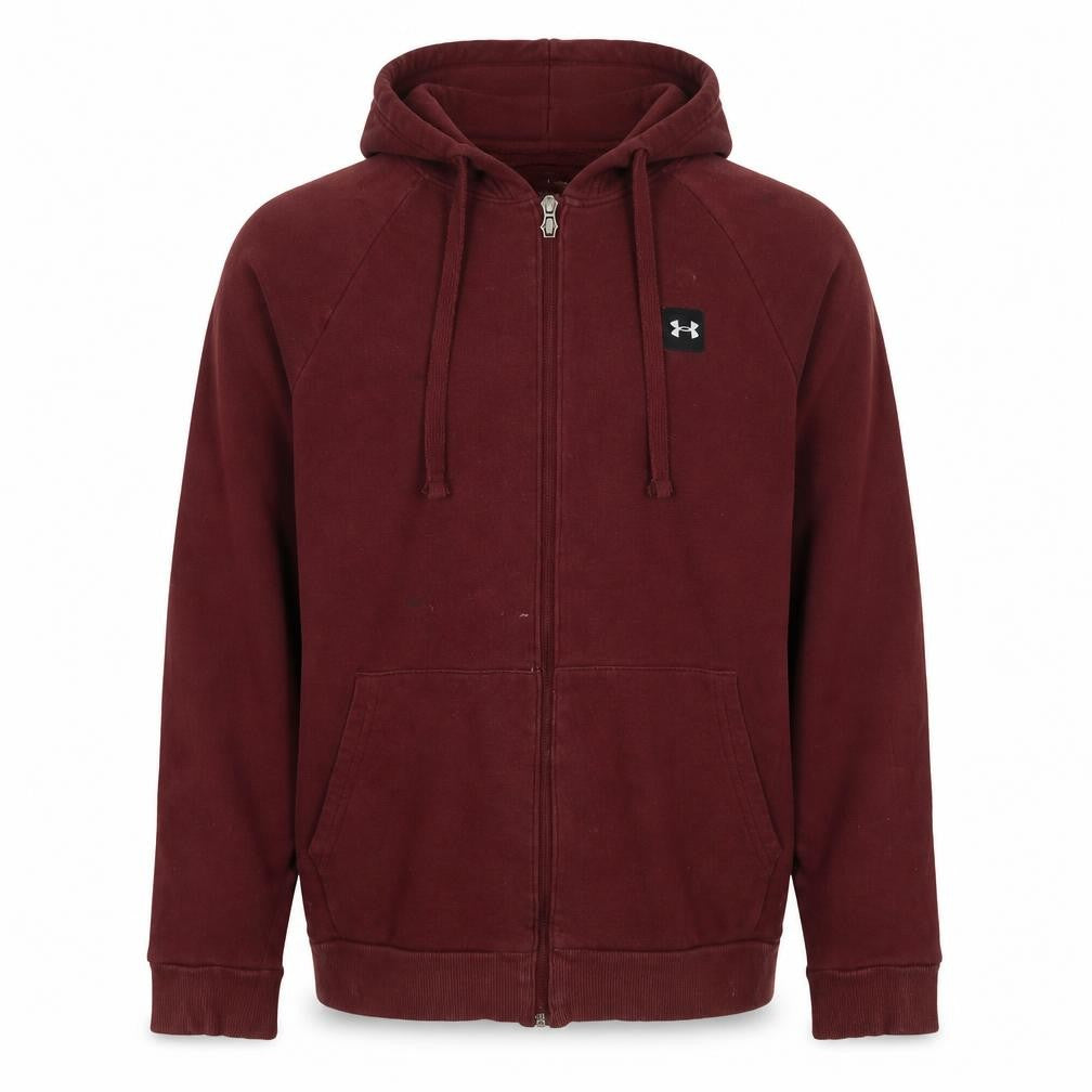 Mens UK M Relaxed Under armour Red Full Zip Hoodie