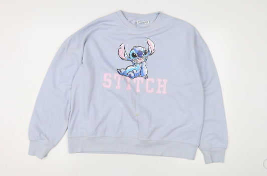 Disney Women's Blue Stitch Sweatshirt, Size 12, Pullover