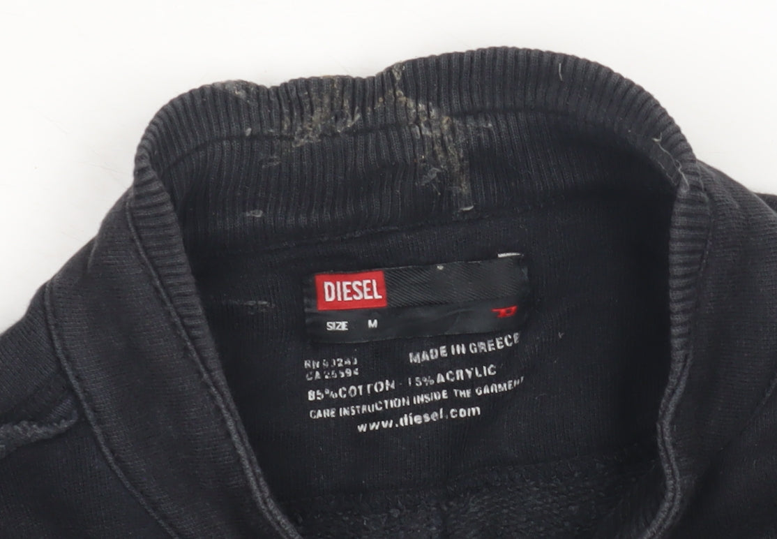 Diesel Men's Black M Basic Jacket, Full Zip, Stand-Up Collar