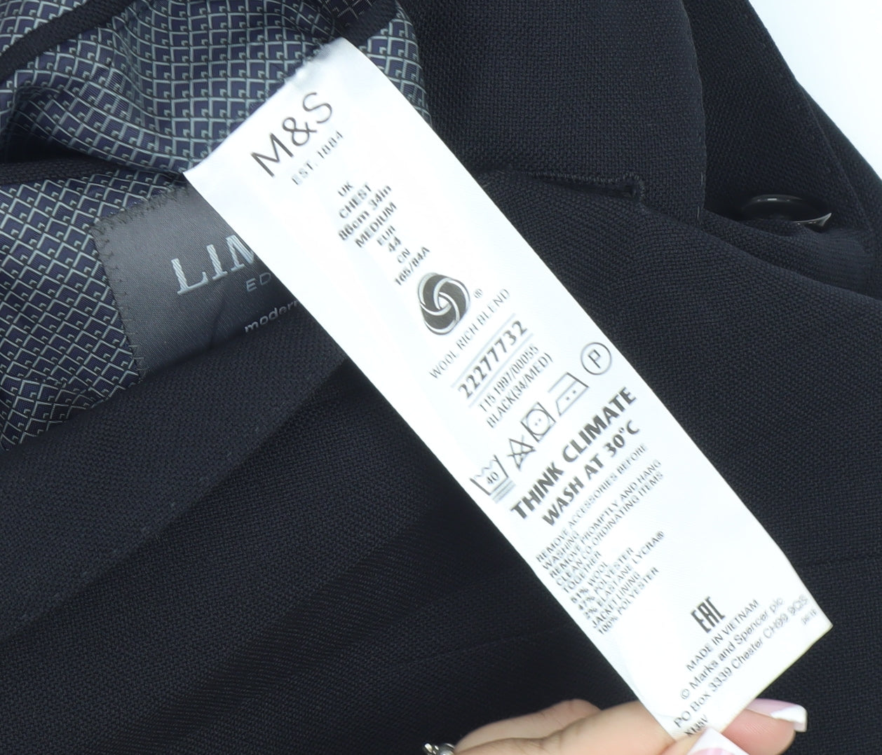 Marks and Spencer Black Blazer, Mens M, Lined Formal Jacket