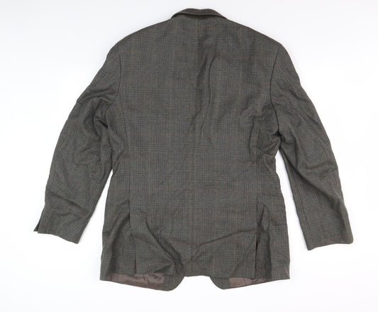 Marks and Spencer Men's Green Check Blazer, Medium, Wool