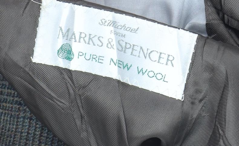 Marks and Spencer Men's Green Check Blazer, Medium, Wool