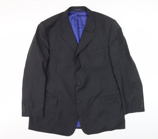 Ted Baker Men's Black Wool Striped Blazer Size 48 R