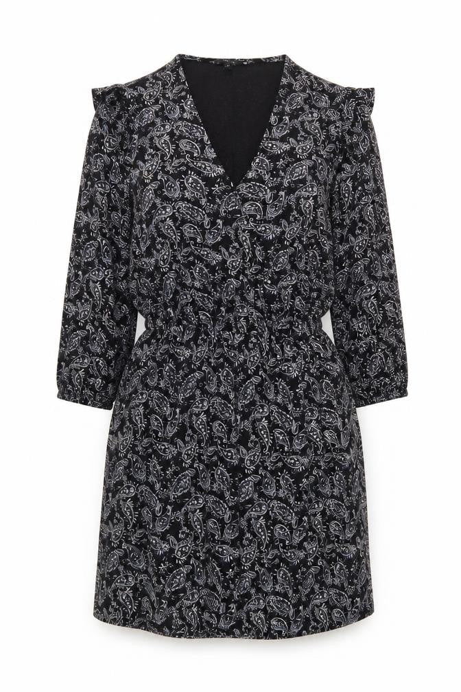 Next Women's Black V-Neck Paisley Dress Size 14
