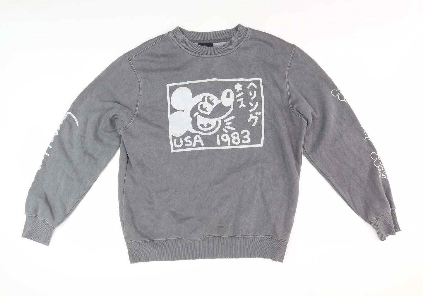 Disney Men's Grey Mickey Mouse Sweatshirt M Pullover
