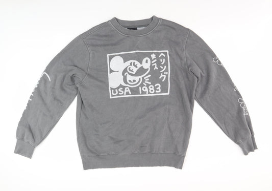 Disney Men's Grey Mickey Mouse Sweatshirt M Pullover
