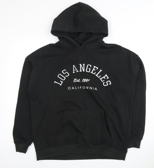 PULL&BEAR Unisex Black Pullover Hoodie Size S