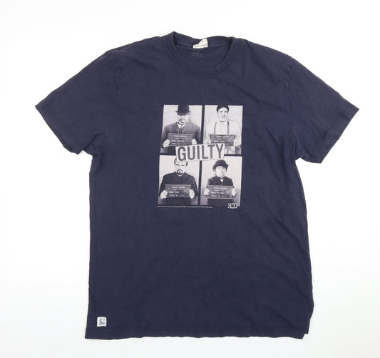 CNK Men's Blue Graphic Print Crew Neck T-Shirt M