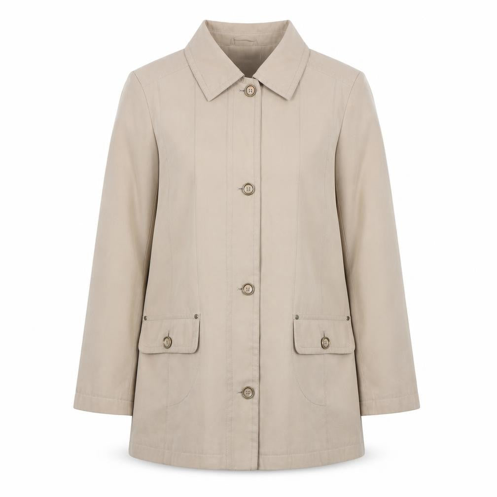 EWM Women's Beige Overcoat Size 16 Button Closure