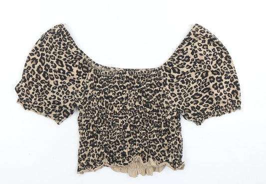 Brave Soul Women's Beige Animal Print Top S