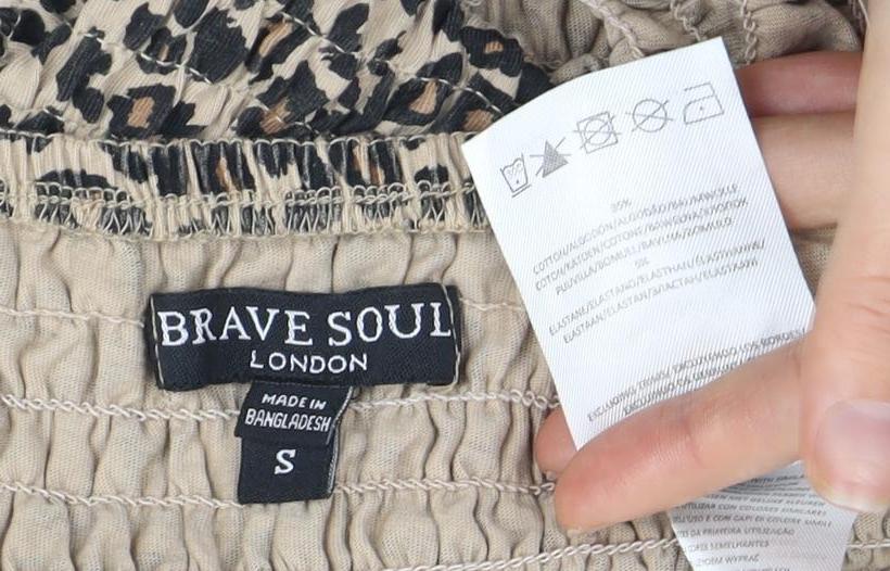 Brave Soul Women's Beige Animal Print Top S