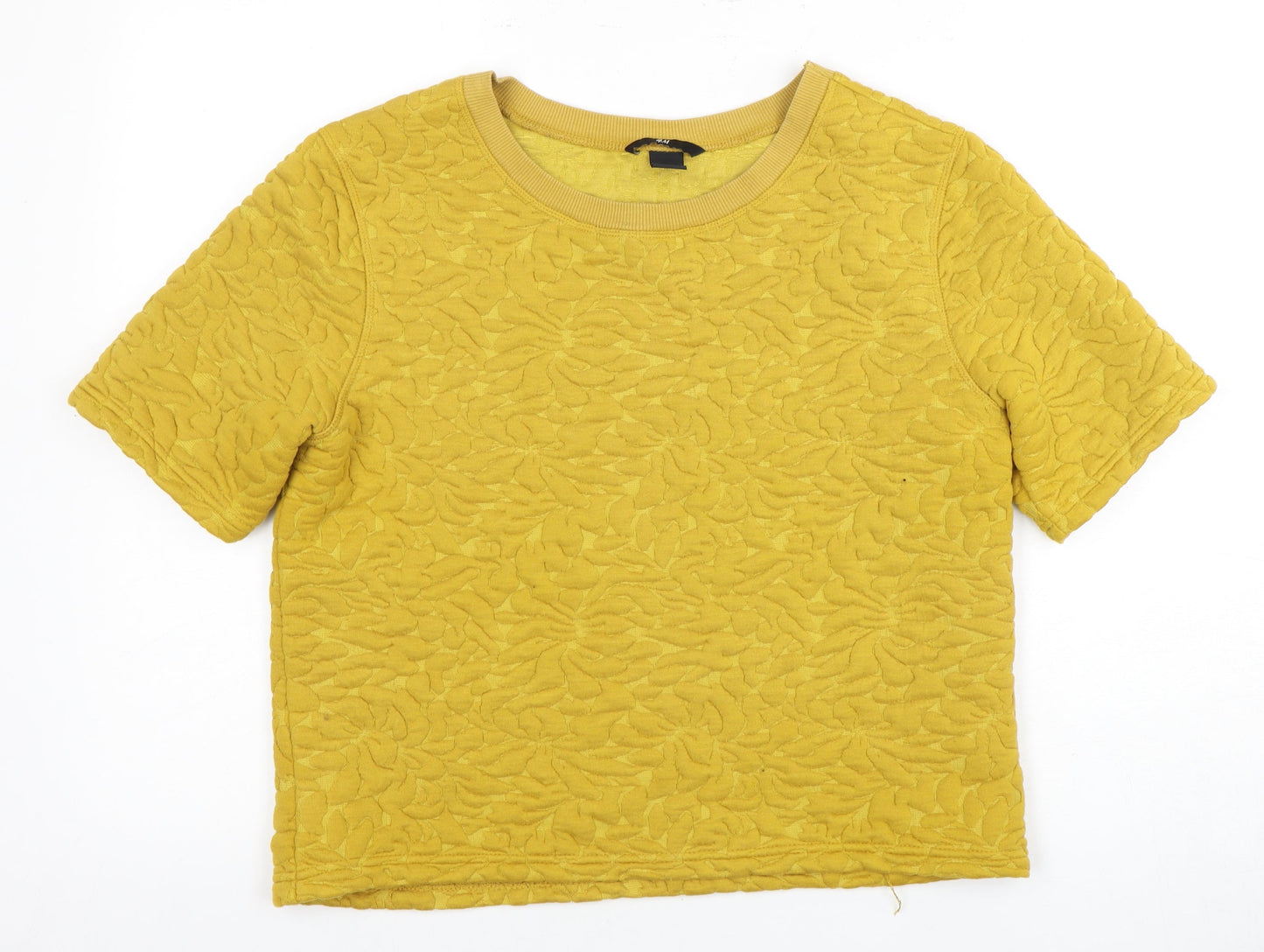 H&M Women's Yellow Jersey Short Sleeve Top, Size S