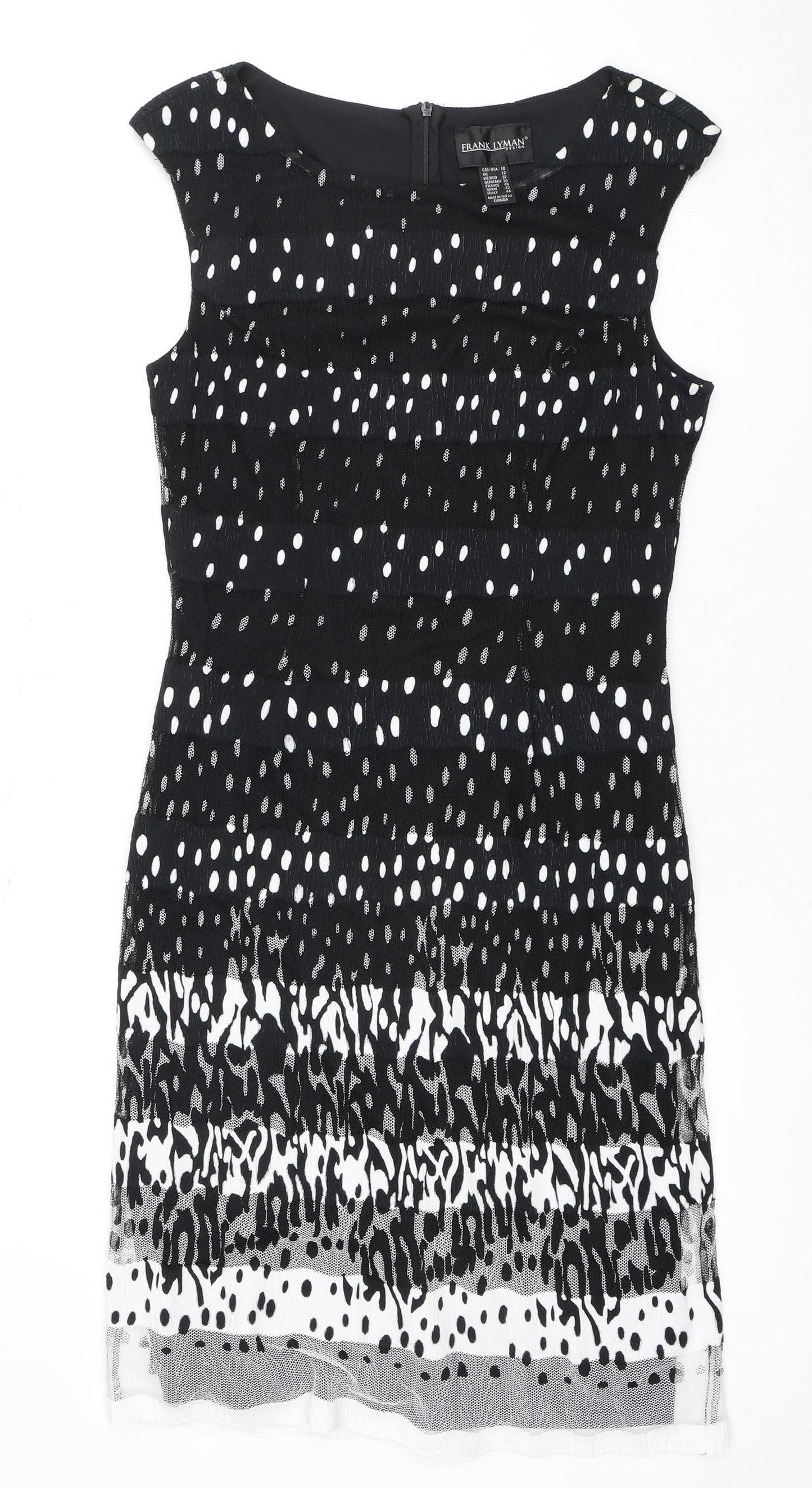 Frank Lyman Women's Black White Print Dress Size 12