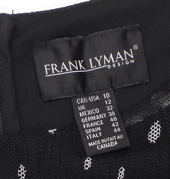 Frank Lyman Women's Black White Print Dress Size 12