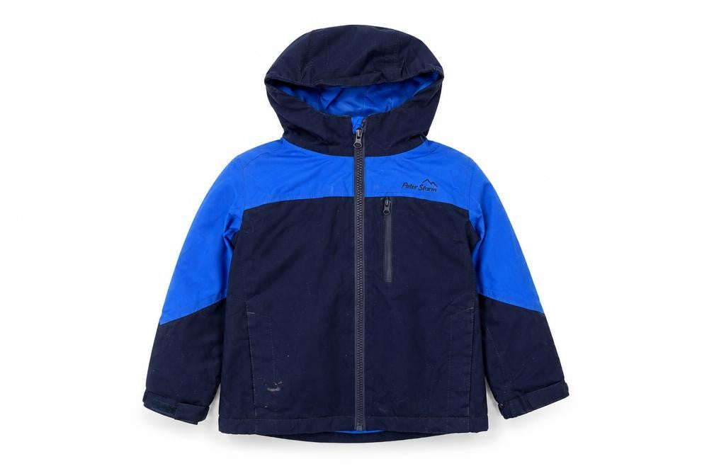 Peter Storm Boys Blue Rain Coat 3-4 Years Hooded Lightweight
