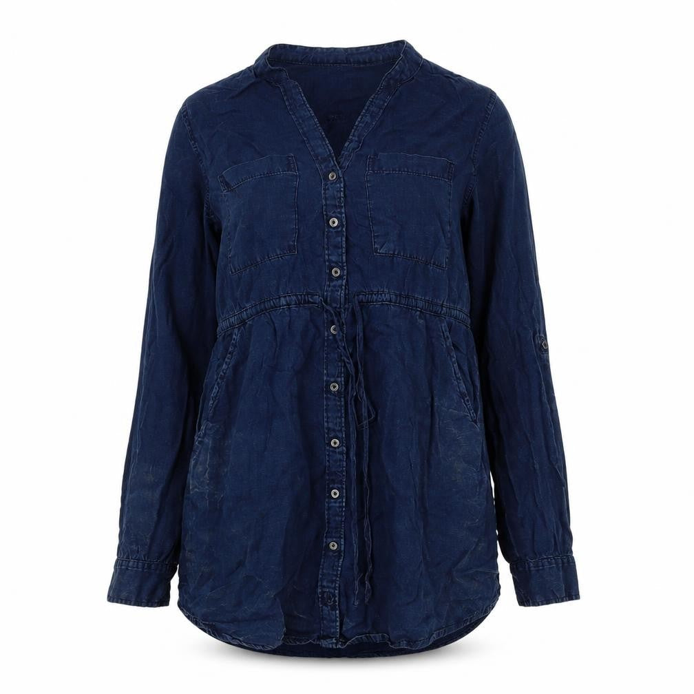 Womens UK Size XS Abercrombie & Fitch Blue Lyocell Button-Up