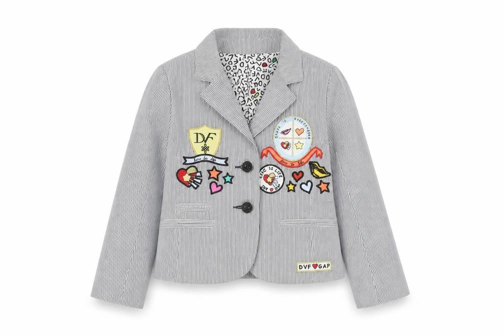 Front view of Gap Kids Grey Pinstripe Blazer for girls’ -, size S