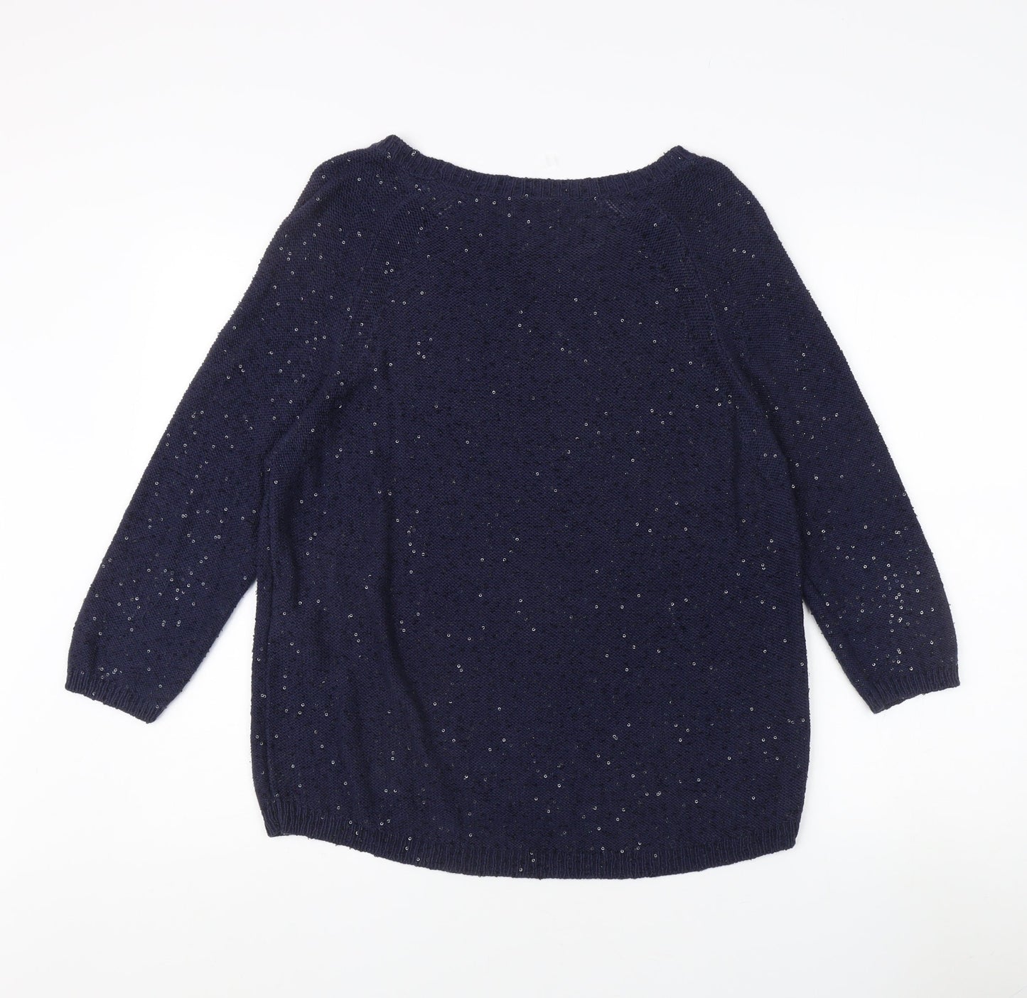 Whistles Women's Blue Cotton Silk Pullover Jumper Size 8