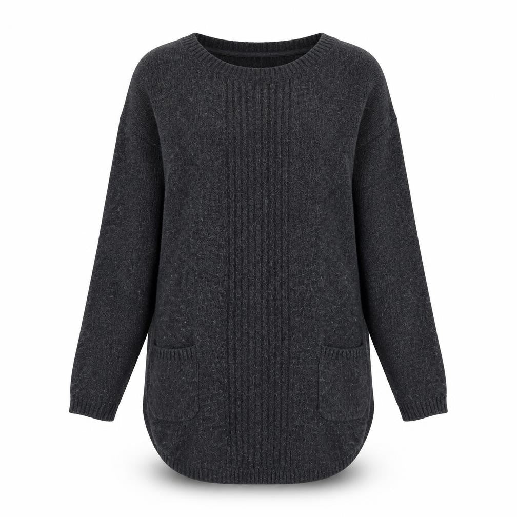 Womens UK 6 Regular FatFace Black Pullover Cable-Knit