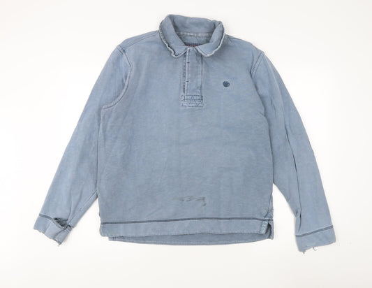 Fat Face Men's Blue Henley Sweatshirt, Size M
