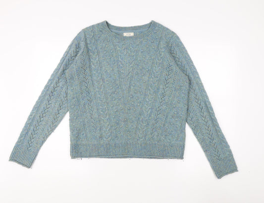 Fat Face Women's Blue Cable-Knit Jumper Size 10