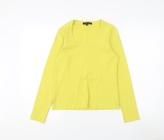 Laura Ashley Women's Yellow Basic Long Sleeve T-Shirt